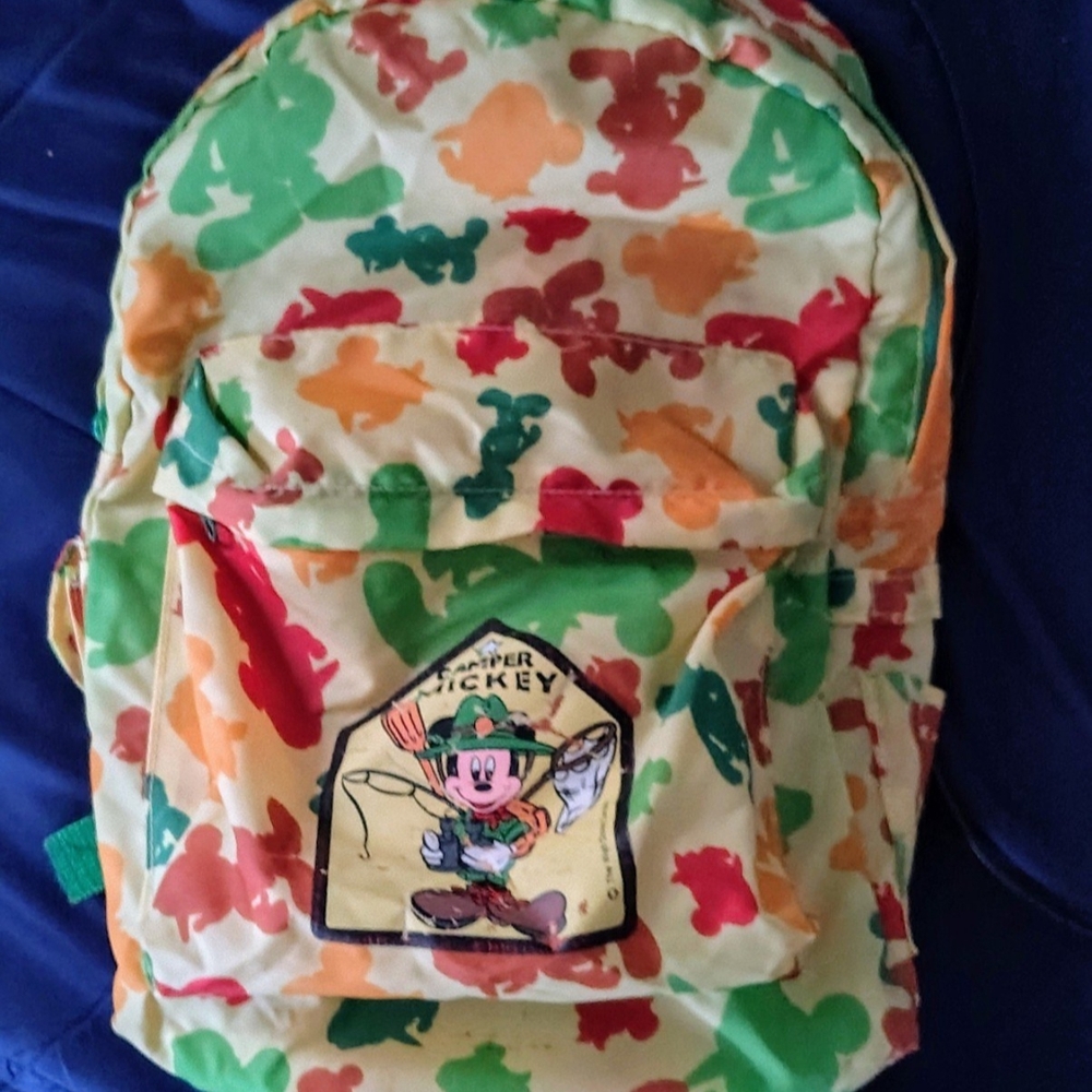 RARE The Walk Disney Company "Campet Mickey" Colorful Kids Backpack